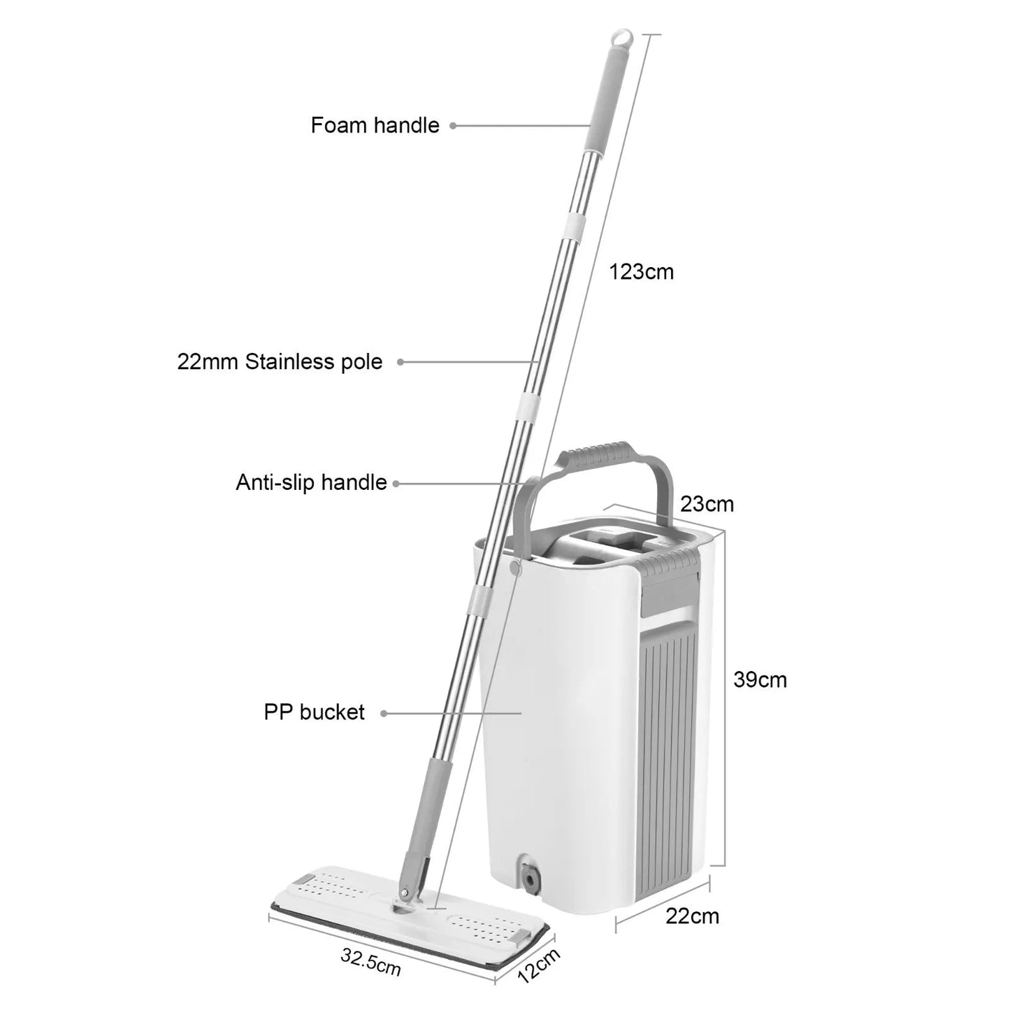 Hands-Free Flat Mop & Bucket Set Aussie Vital Supplies