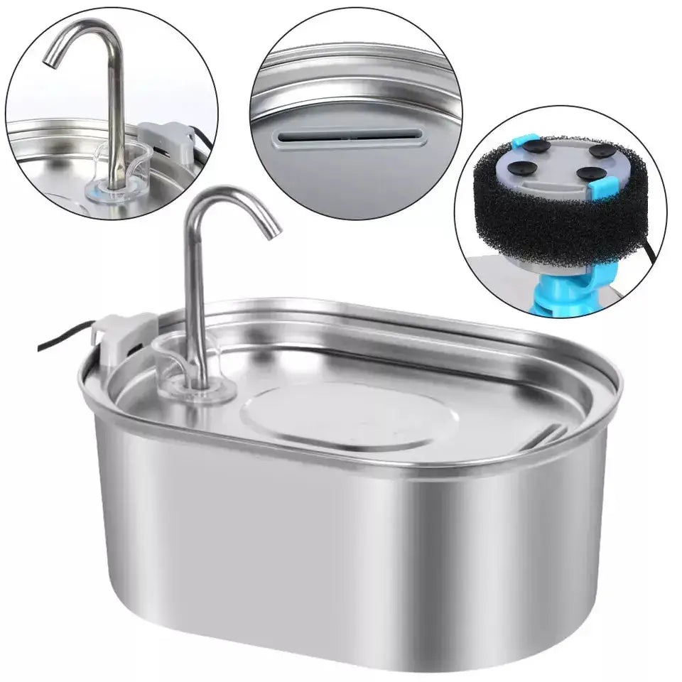 Easy-to-read water level markers on the pet water fountain for convenient monitoring.