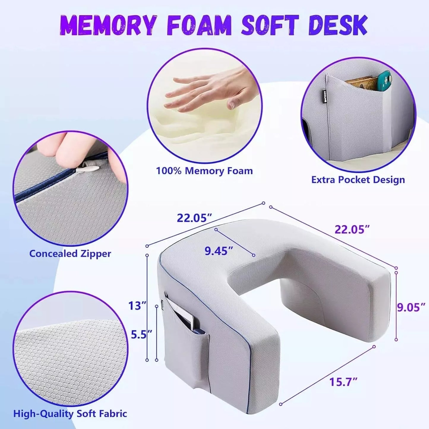 Reading Pillow Lap Desk / Arm Rest Support Pad Table