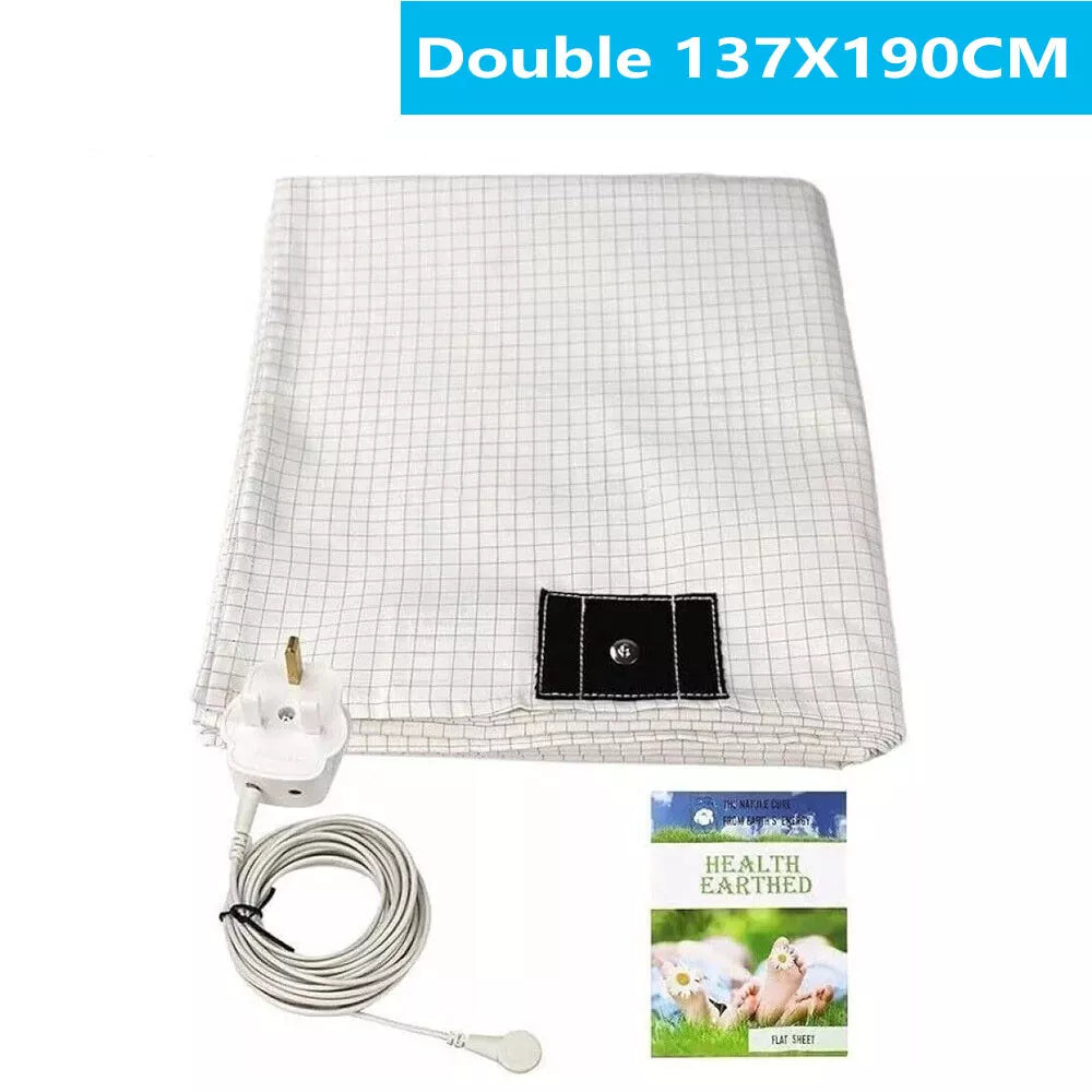 Grounding Bed Sheet with AU Plug – Organic Cotton & Silver Fiber Earthing Sheet for Better Sleep & Pain Relief