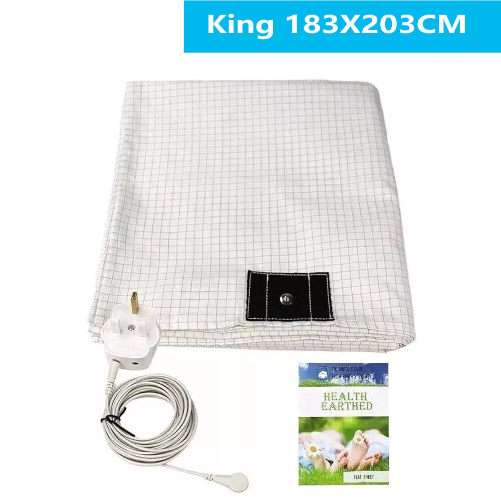 Grounding Bed Sheet with AU Plug – Organic Cotton & Silver Fiber Earthing Sheet for Better Sleep & Pain Relief