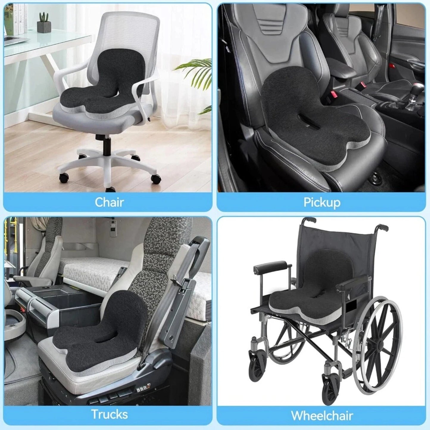 Memory Foam Seat Cushion Lumbar Support – 2-in-1 Back & Tailbone Relief Aussie Vital Supplies
