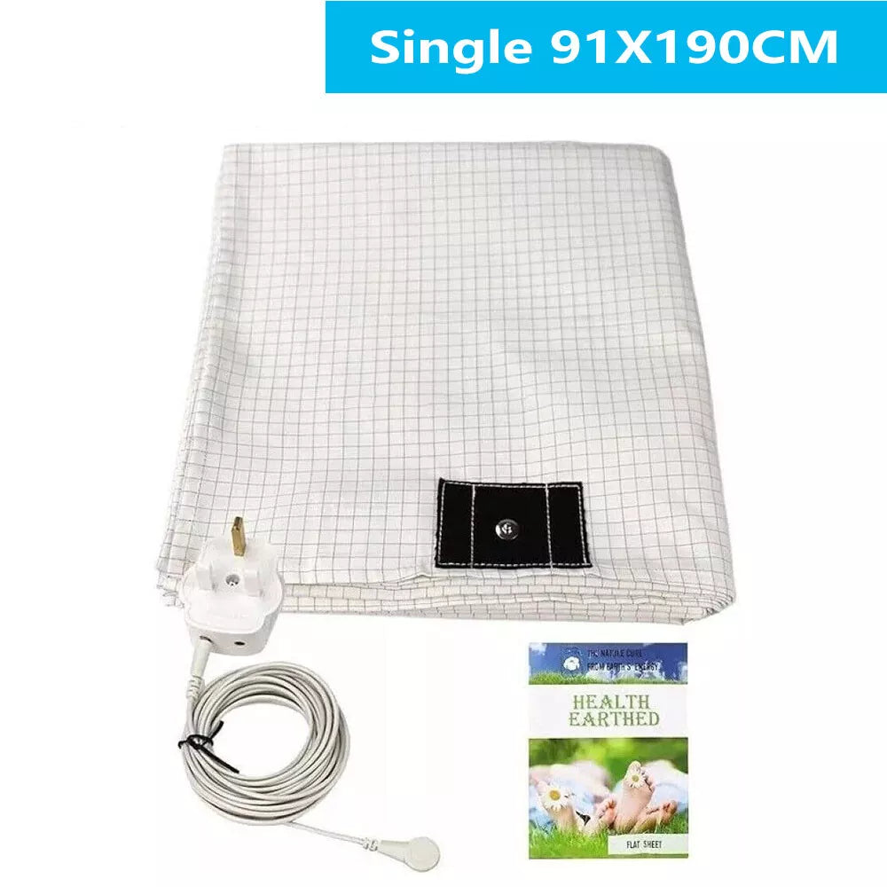 Grounding Bed Sheet with AU Plug – Organic Cotton & Silver Fiber Earthing Sheet for Better Sleep & Pain Relief