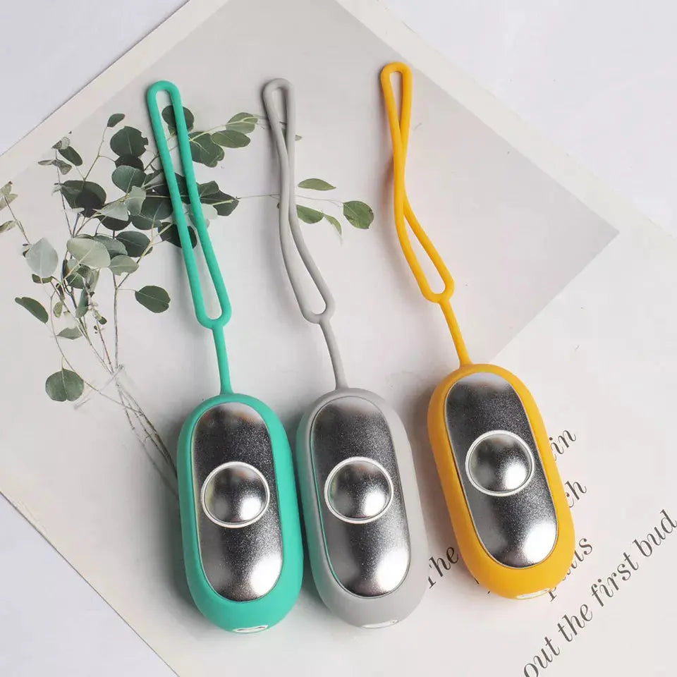 Calm Carry device available in Yellow, Grey, and Aqua colors.