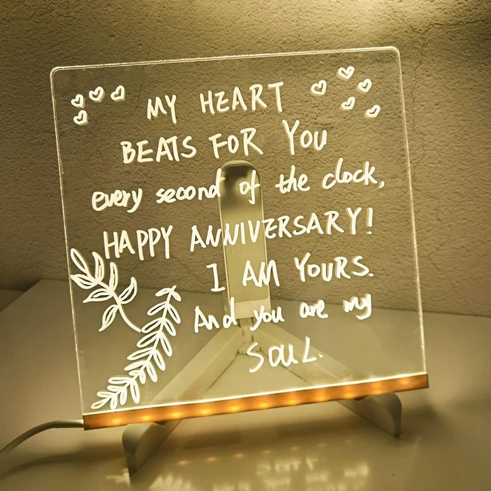 LED Acrylic Dry Erase Board with Lights & Pens Aussie Vital Supplies