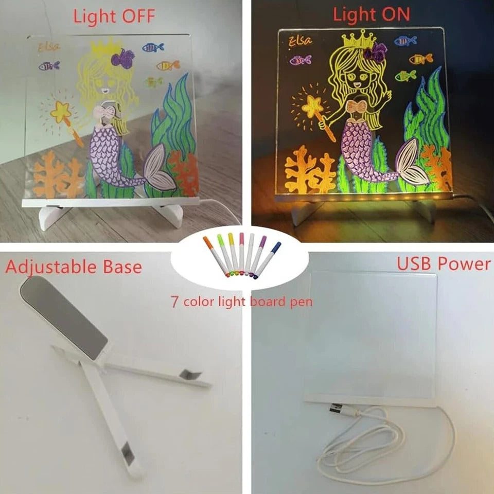 LED Acrylic Dry Erase Board with Lights & Pens Aussie Vital Supplies