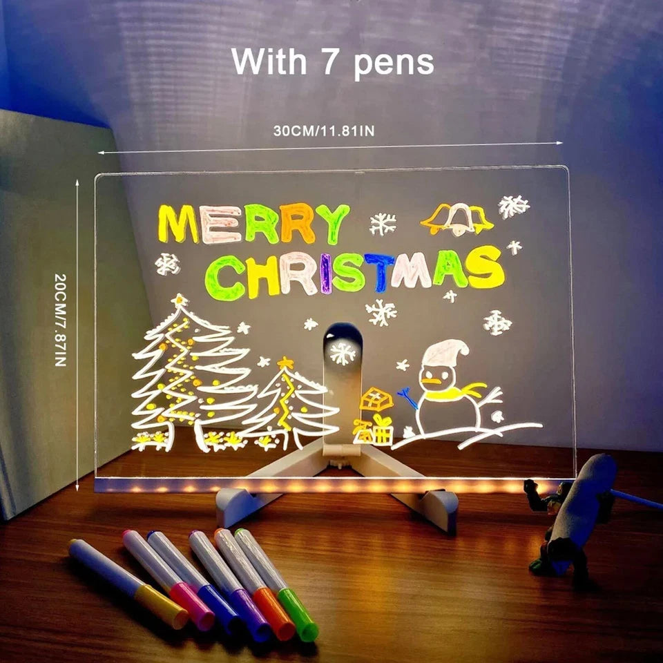 LED Acrylic Dry Erase Board with Lights & Pens Aussie Vital Supplies
