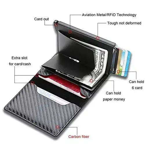 Smart RFID Blocking Wallet | Slim Leather Pop-Up Card Holder – 50% Off