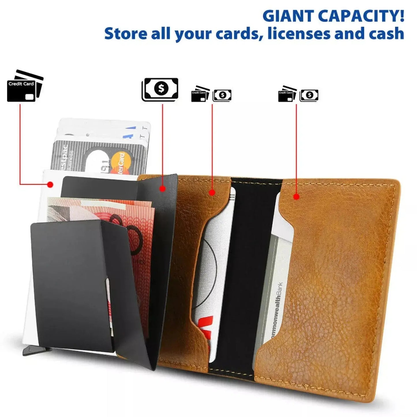 Smart RFID Blocking Wallet | Slim Leather Pop-Up Card Holder – 50% Off