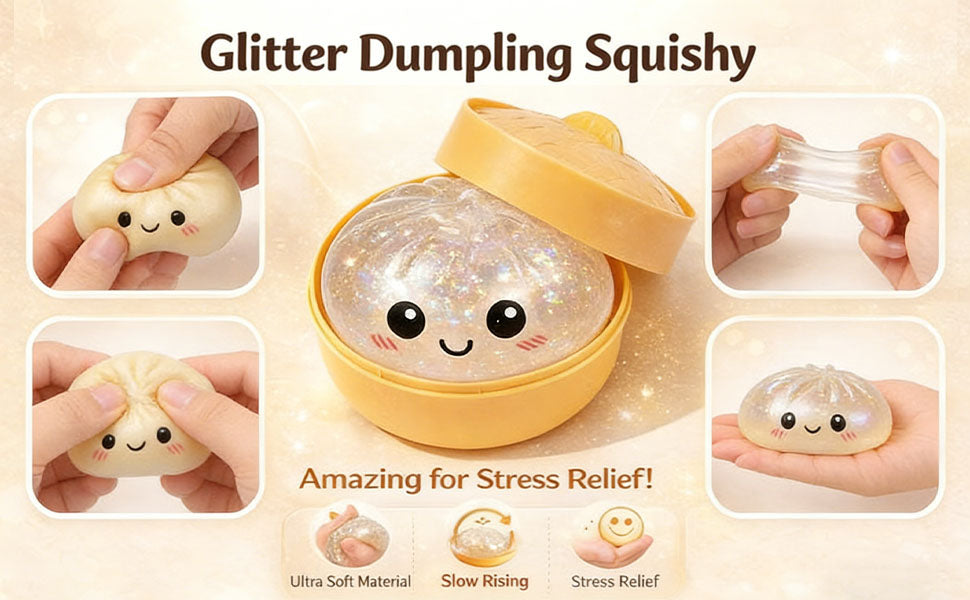 Mystery Squishy Bun Dumpling - RARE GLITTER Limited Edition!