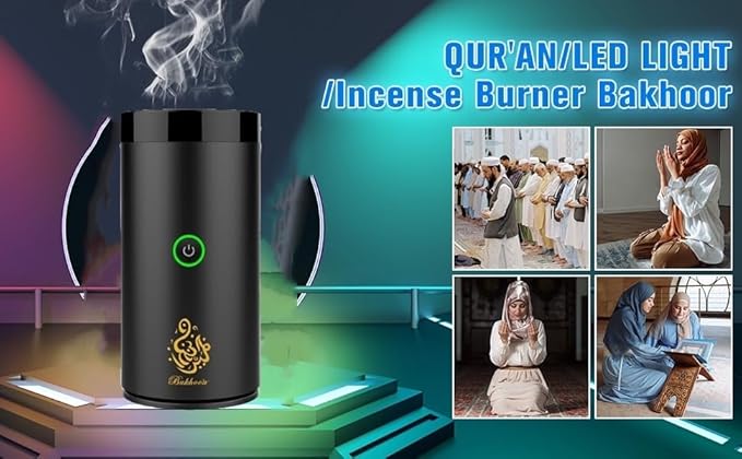 Electric Bakhoor Incense Burner with Quran Speaker – Portable Arabic Oud Burner Aussie Vital Supplies