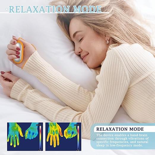 Person holding Calm Carry device to promote relaxation.
