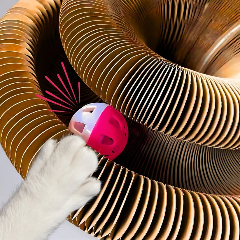 Interactive Cat Scratcher & Ball Track Toy | Indoor Cat Enrichment Play Centre