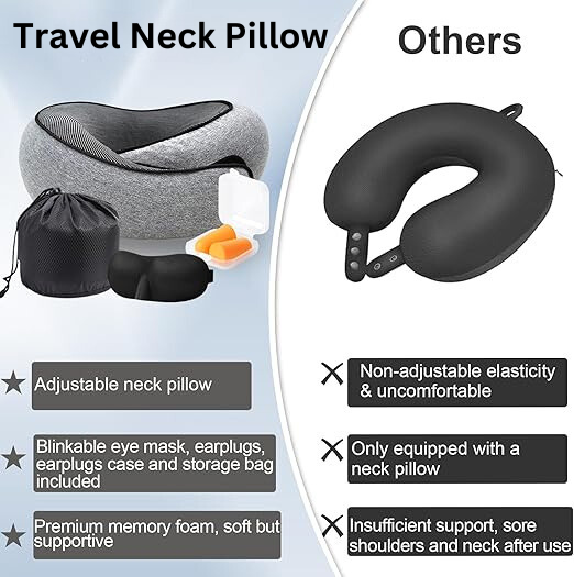 Travel Neck Pillow + Eye mask - 50% OFF Limited OFFER
