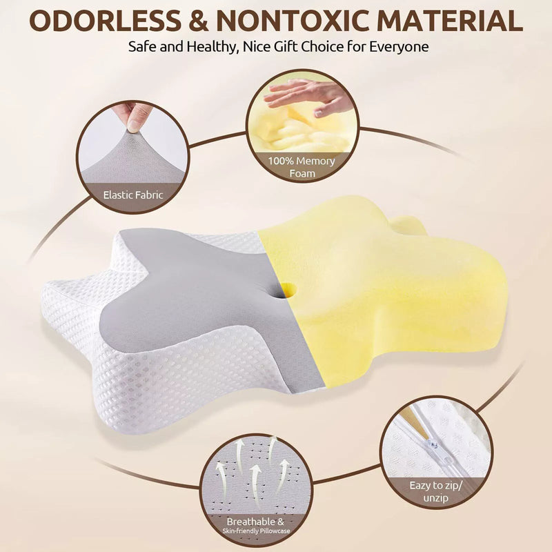 Close-up of breathable, skin-friendly fabric cover on cervical pillow.