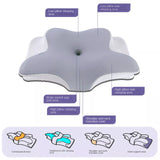 Top view of cervical pillow highlighting central groove for head cradling.