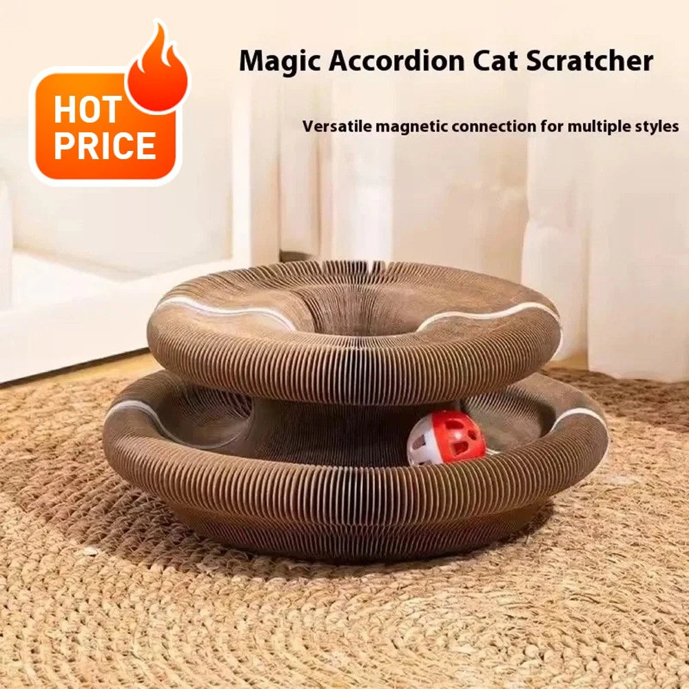 Interactive Cat Scratcher & Ball Track Toy | Indoor Cat Enrichment Play Centre