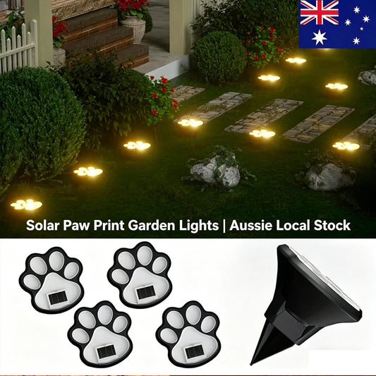 Solar Paw Print Garden Lights – Waterproof LED Pathway Decor (4 PCS)