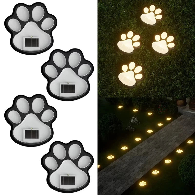 Solar Paw Print Garden Lights – Waterproof LED Pathway Decor (4 PCS)