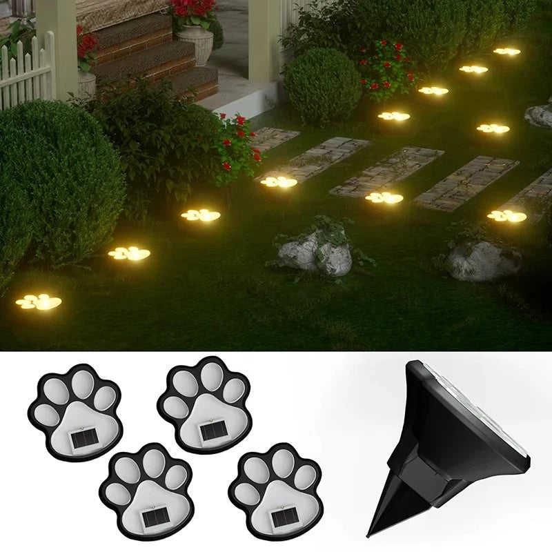 Solar Paw Print Garden Lights – Waterproof LED Pathway Decor (4 PCS)