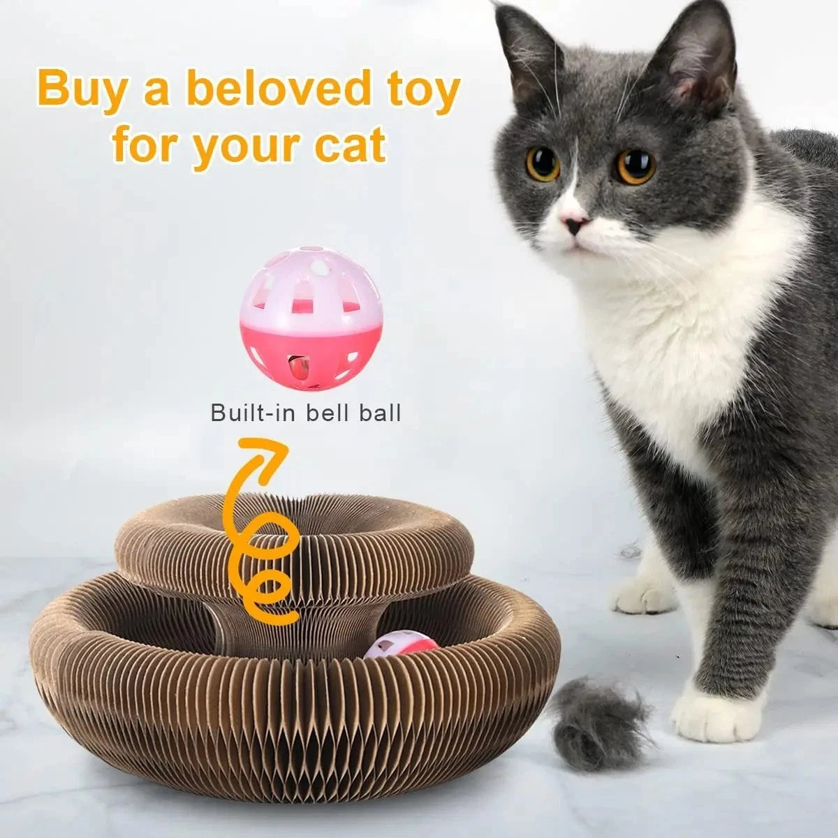 Interactive Cat Scratcher & Ball Track Toy | Indoor Cat Enrichment Play Centre