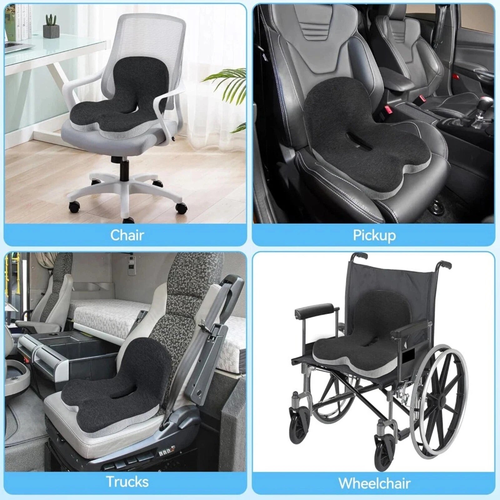 Memory Foam Seat Cushion Lumbar Support – 2-in-1 Back & Tailbone Relief Aussie Vital Supplies