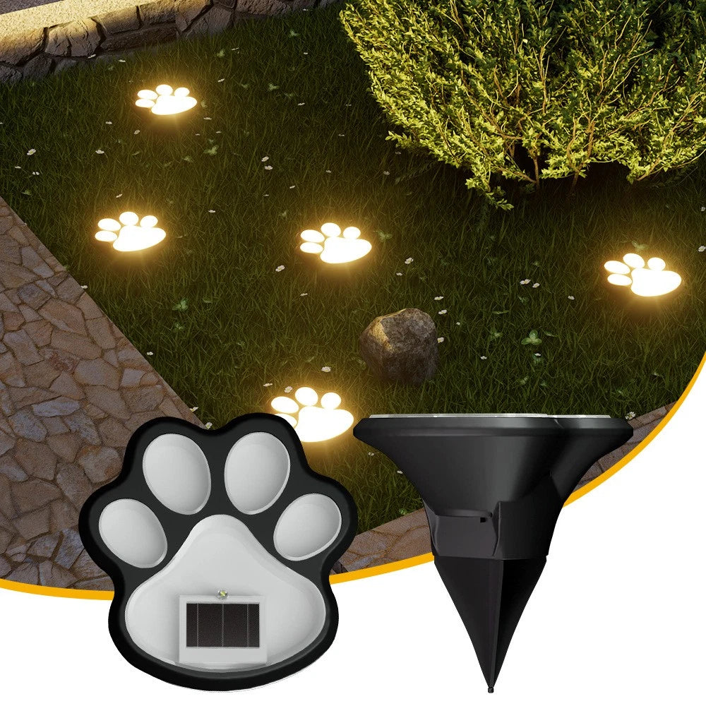 Solar Paw Print Garden Lights – Waterproof LED Pathway Decor (4 PCS)
