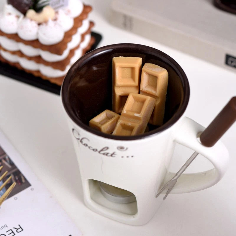 Ceramic Chocolate Fondue Mug with Candle Warmer Aussie Vital Supplies