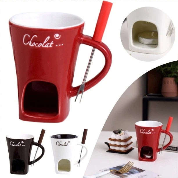 Ceramic Chocolate Fondue Mug with Candle Warmer Aussie Vital Supplies