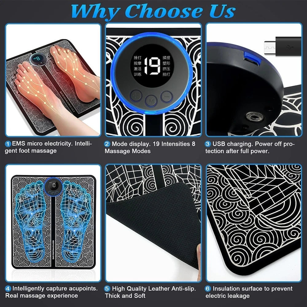 EMS Foot Massager Pad – Electric Muscle Stimulator for Foot & Leg Relaxation - 50% OFF While Stocks Last