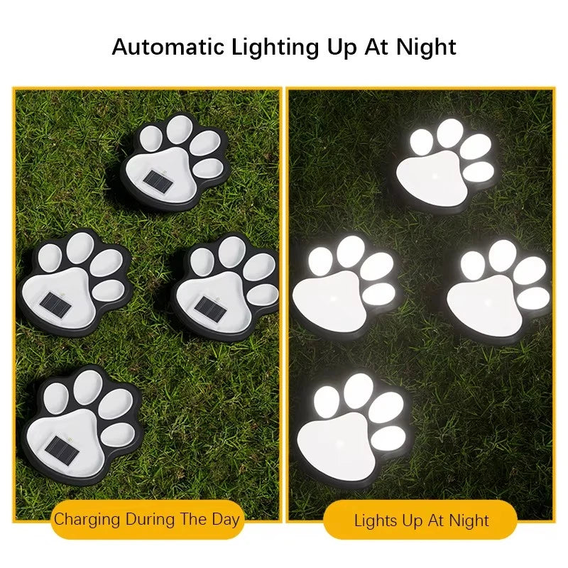 Solar Paw Print Garden Lights – Waterproof LED Pathway Decor (4 PCS)