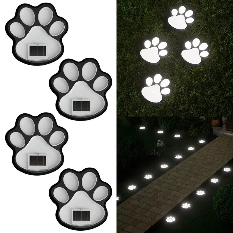 Solar Paw Print Garden Lights – Waterproof LED Pathway Decor (4 PCS)