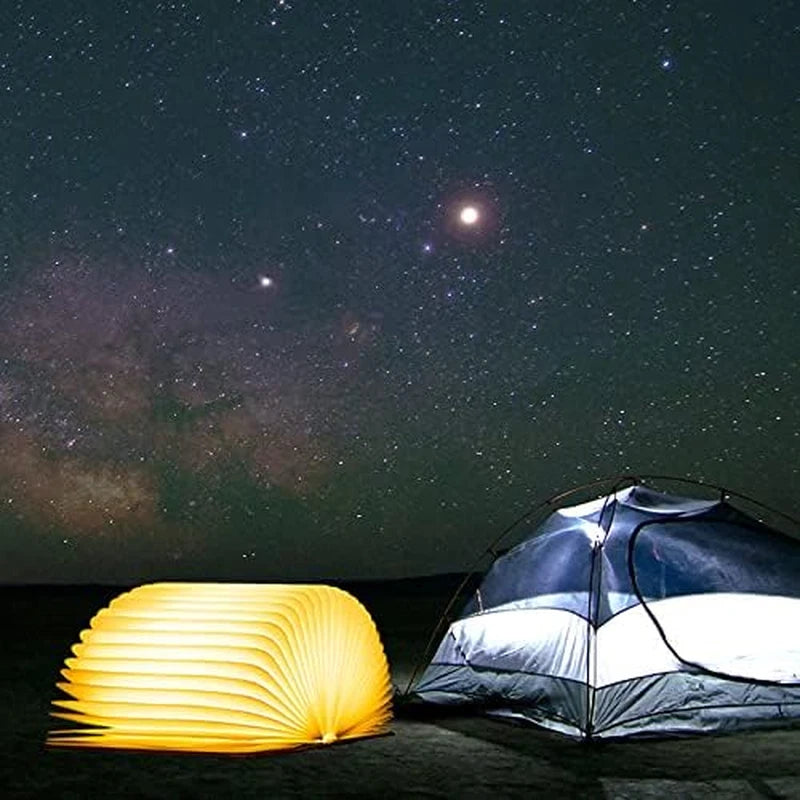 LED Folding Book Lamp – 360° Magnetic Wooden Night Light Aussie Vital Supplies