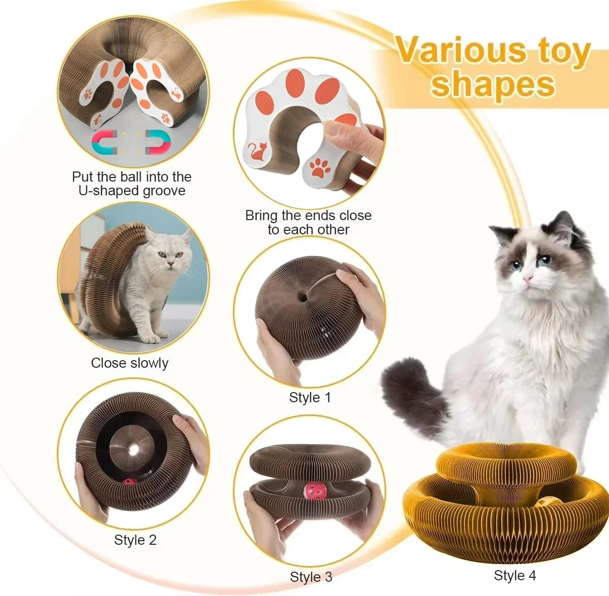 Interactive Cat Scratcher & Ball Track Toy | Indoor Cat Enrichment Play Centre