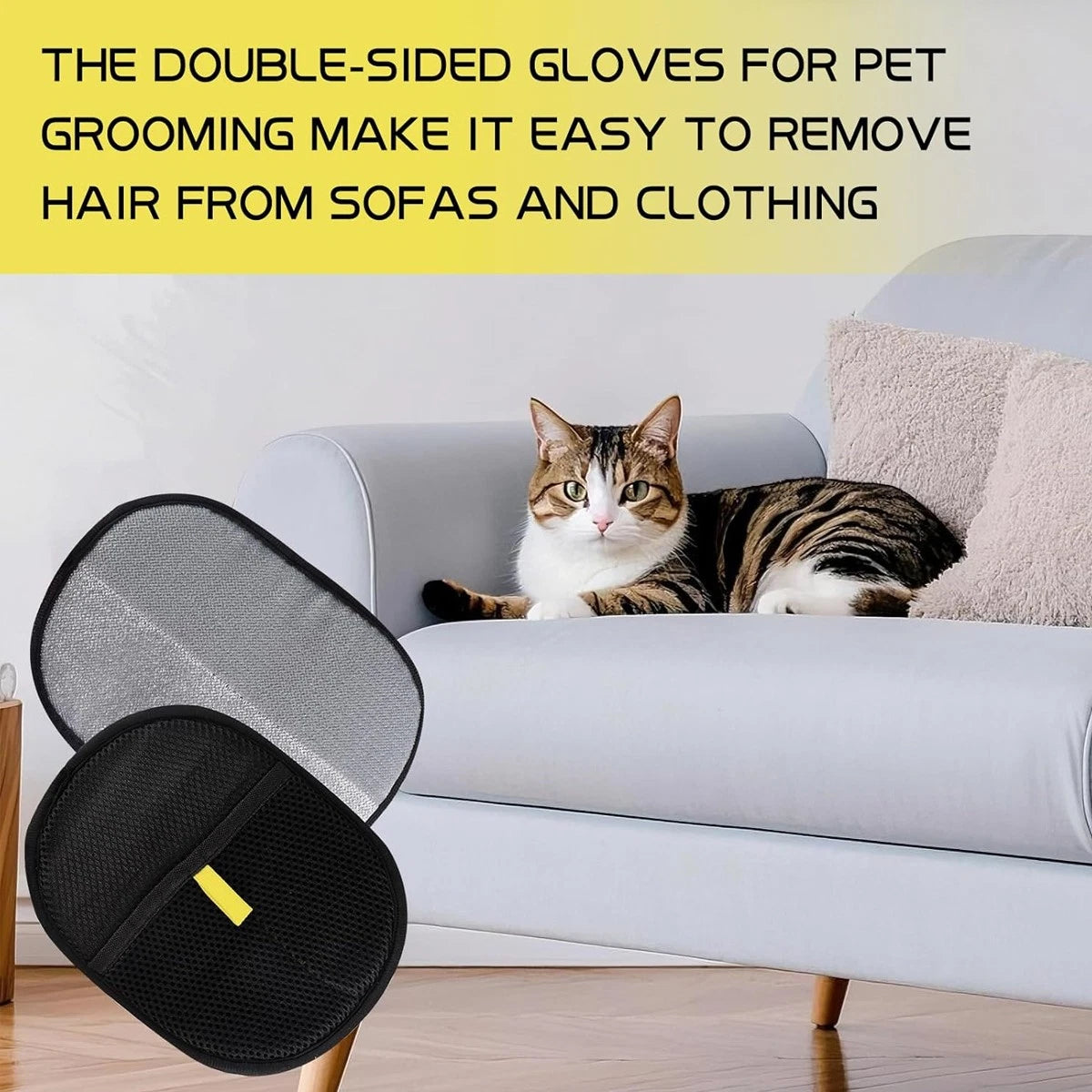 Double-Sided Pet Hair Removal Gloves | Reusable Grooming & Fur Cleaning Tool
