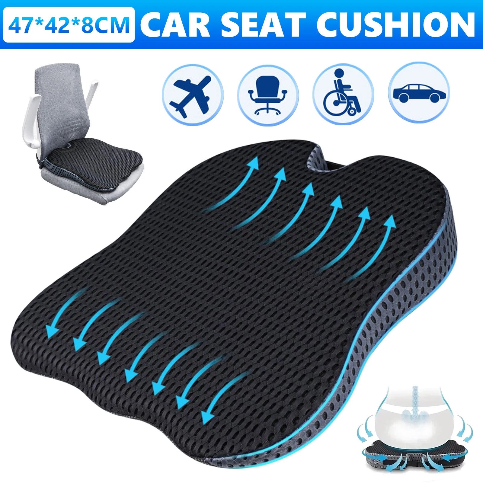 Drive & Sit in Comfort – Ergonomic Memory Foam Wedge Seat Cushion Aussie Vital Supplies