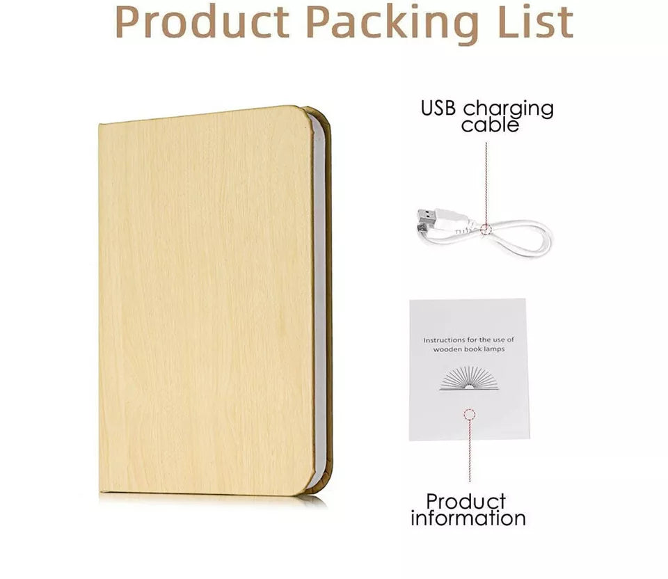 LED Folding Book Lamp – 360° Magnetic Wooden Night Light Aussie Vital Supplies