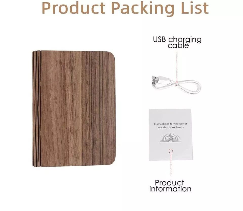 LED Folding Book Lamp – 360° Magnetic Wooden Night Light Aussie Vital Supplies