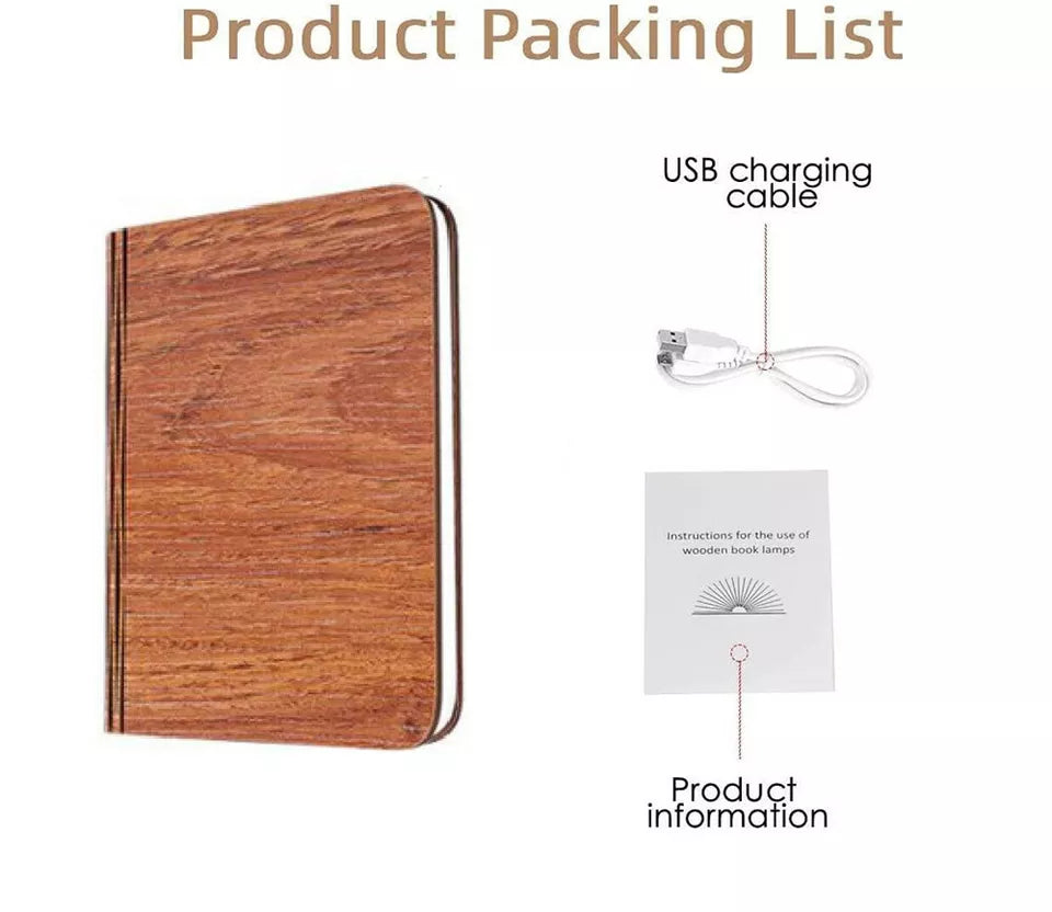 LED Folding Book Lamp – 360° Magnetic Wooden Night Light Aussie Vital Supplies